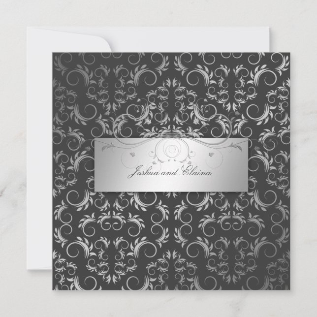 311-Silver Divine Charcoal Gray Invitation (Front)