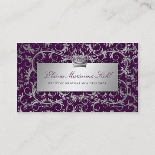 Customizable 311 Silver Divine Eggplant Business Card