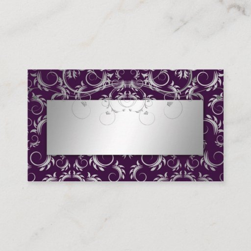 Customizable 311 Silver Divine Eggplant Place Card Business Card