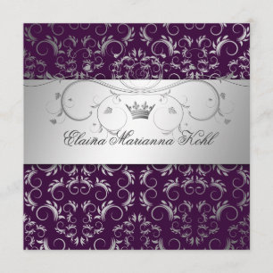 311-Silver Divine   Eggplant Sweet 16 Invitation