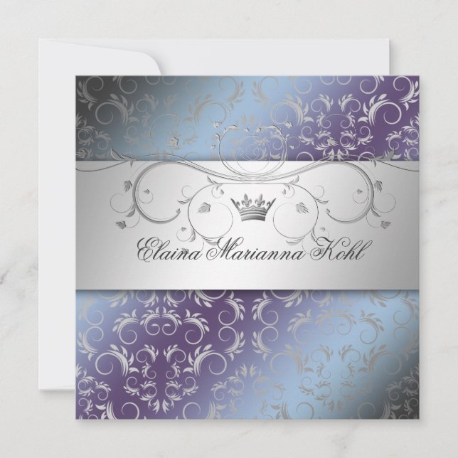 311-Silver Divine Hydrangea Sweet 16 Invitation (Front)