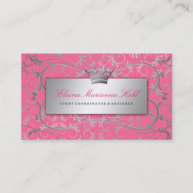 311-Silver Divine | Luscious Pink Business Card (Front)