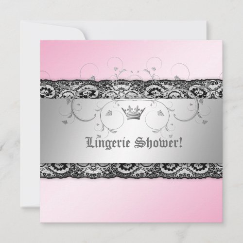 311-Silver Divine Pink Shimmer Lingerie with Lace Custom Announcements