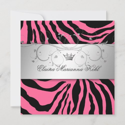 311-Silver Divine Pink Zebra Sweet Sixteen Announcement