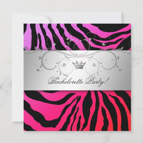 311_Silver Divine Purple Punch Zebra Bachelorette Invitation