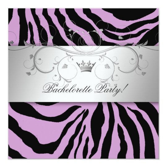 311-Silver Divine Purple Zebra Bachelorette Card