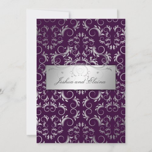 311 Silver {Faux}  Divine | Eggplant Personalized Invite