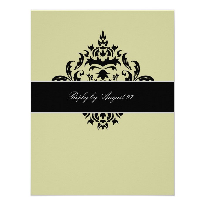 311 Simplisticly Elegant Damask Moss RSVP Announcement