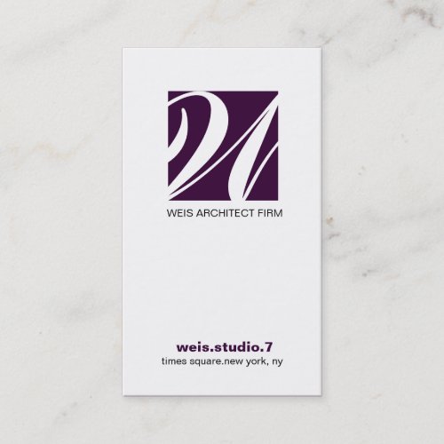 311-SIMPLY SQUARE MONOGRAM DEEP PURPLE BUSINESS CARDS