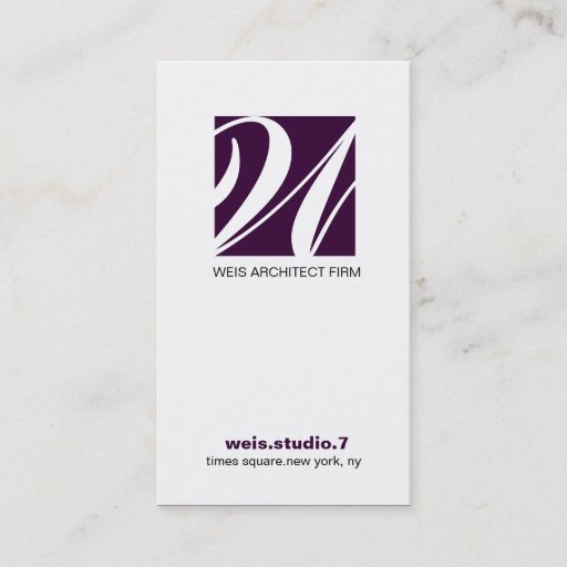 Customizable 311-SIMPLY SQUARE MONOGRAM DEEP PURPLE BUSINESS CARDS