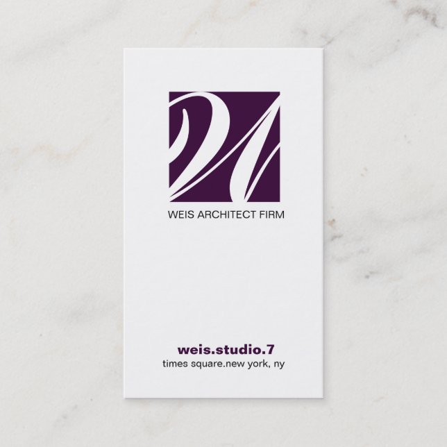 311-SIMPLY SQUARE MONOGRAM DEEP PURPLE BUSINESS CARD (Front)