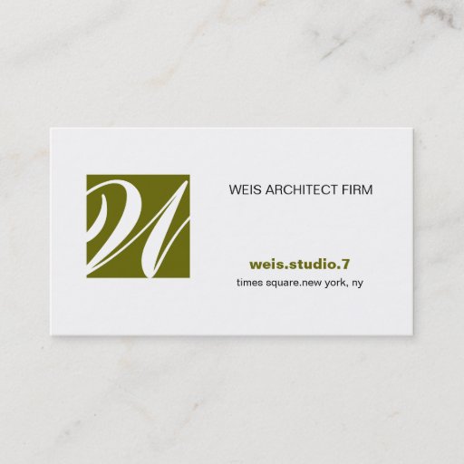 Customizable 311 Simply Square Monogram Green Business Card Template