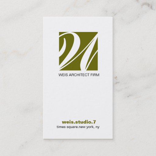 Customizable 311-SIMPLY SQUARE MONOGRAM SAGE GREEN BUSINESS CARD
