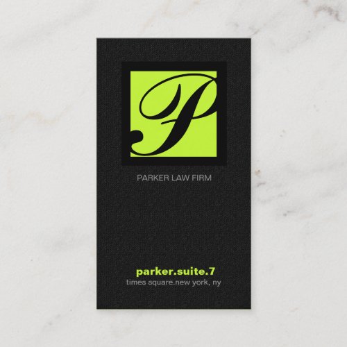 311-SIMPLY SQUARE MONOGRAM TEXTURE-LIME BUSINESS CARD TEMPLATES