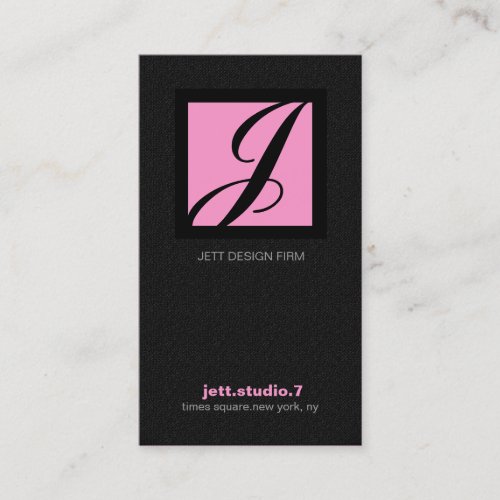 311-SIMPLY SQUARE MONOGRAM TEXTURE-PINK BUSINESS CARDS