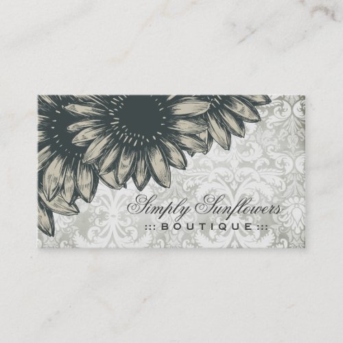 311 Simply Sunflowers Damask Business Card Templates