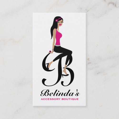 311-Sittin' Pretty Monogram | Initial Business Card