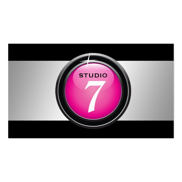 311 Sleek "Button" Hot Pink Business Card Template