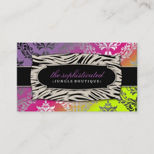311 Sophisticated Jungle Damask Pink Purebred Su Business Card Templates
