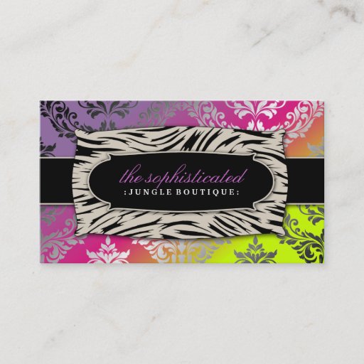 Customizable 311 Sophisticated Jungle Damask Pink Purebred Su Business Card Templates