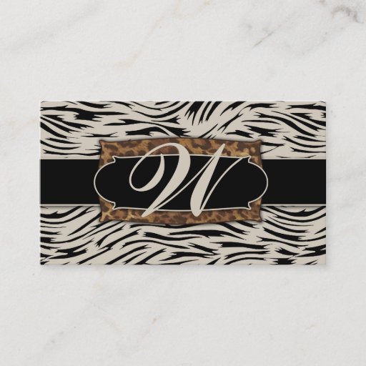 Customizable 311 Sophisticated Jungle Zebra Monogram Business Card Templates