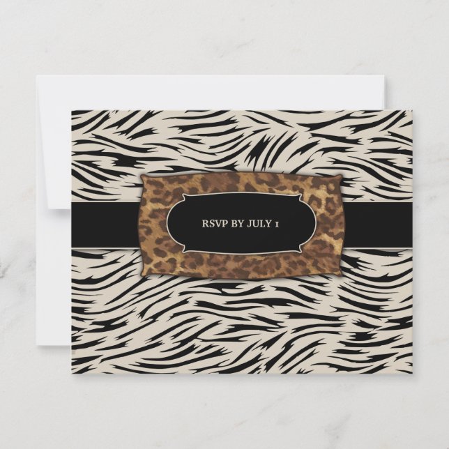 311-Sophisticated Jungle Zebra RSVP Card (Front)