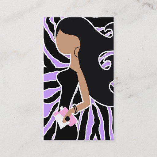 Customizable 311-Spa Fashionista Purple Zebra Long Hair Business Card