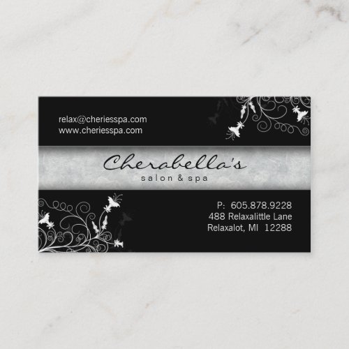 Spa - Salon Elegant Black &amp; White Business Card