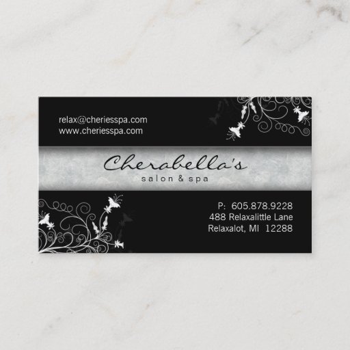 Customizable Spa - Salon Elegant Black &amp; White Business Card