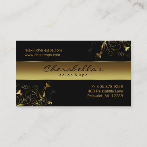 Customizable Spa - Salon Flower Elegant Gold Business Card