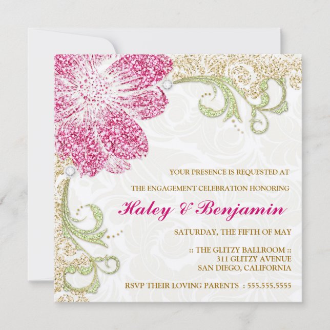 311 Sparkle Garden Metallic Invitation (Front)