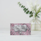 311 Sparkle Jewelry Zebra Classy Pink Leopard Business Card (Standing Front)