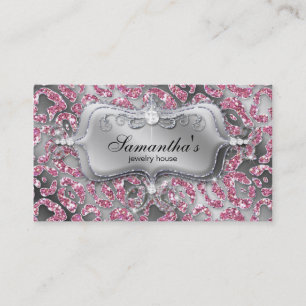 311 Sparkle Jewelry Zebra Classy Pink Leopard Business Card