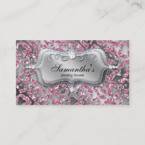 Sparkle Jewelry Business Card Zebra Classy Pink
