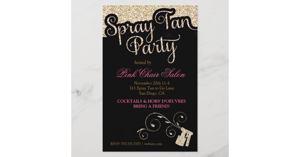 311 Spray Tan Party Flyer Gold Faux Sparkle | Zazzle.com
