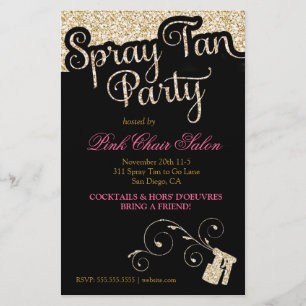 311 Spray Tan Party Flyer Gold Faux Sparkle
