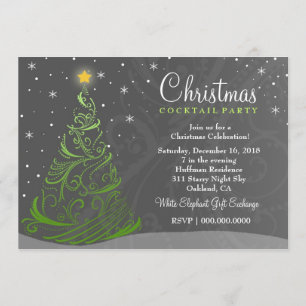 311 Starry Night Christmas Invite Gray