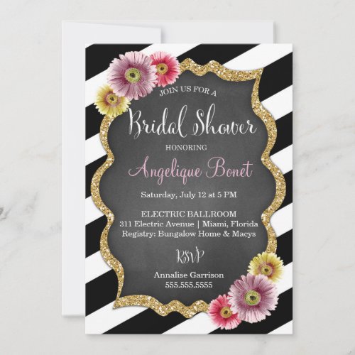 311 Striped Gerbera Daisy Bridal Shower Invitation