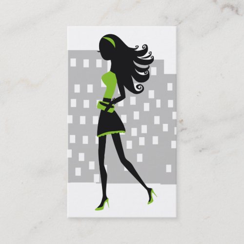 311-Stylish City Girl | Lime Green Business Cards