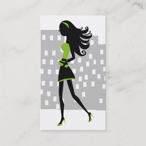 Customizable 311-Stylish City Girl | Lime Green Business Cards