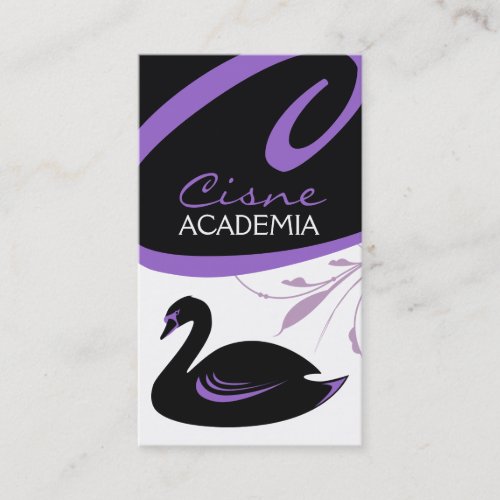 311-Swan Swirl | Purple Details Business Card Template
