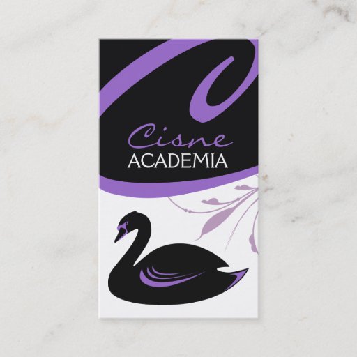 Customizable 311-Swan Swirl | Purple Details Business Card Template