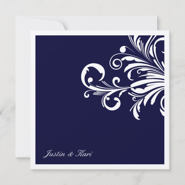 311-Swanky Swirls Trim_Navy Metallic Invitation (Front)