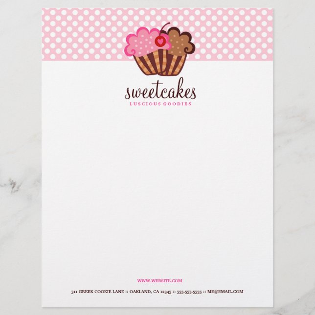 311-Sweet Cakes Cupcake Stationary Letterhead (Front)