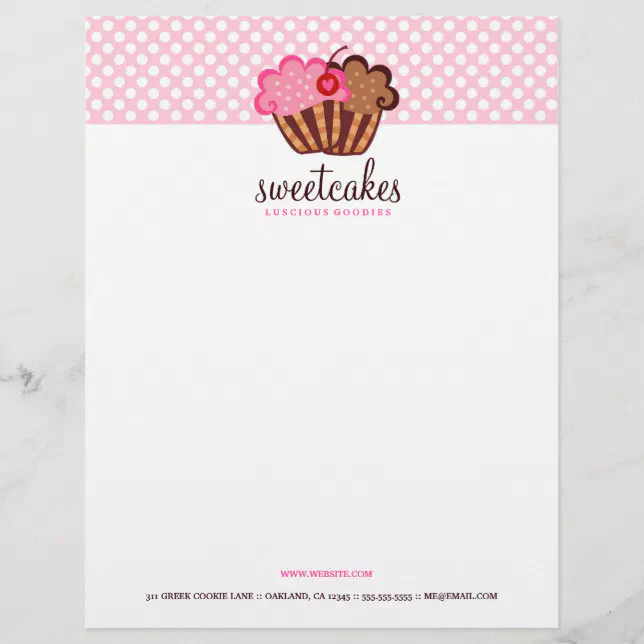 311Sweet Cakes Cupcake Stationary Letterhead Zazzle
