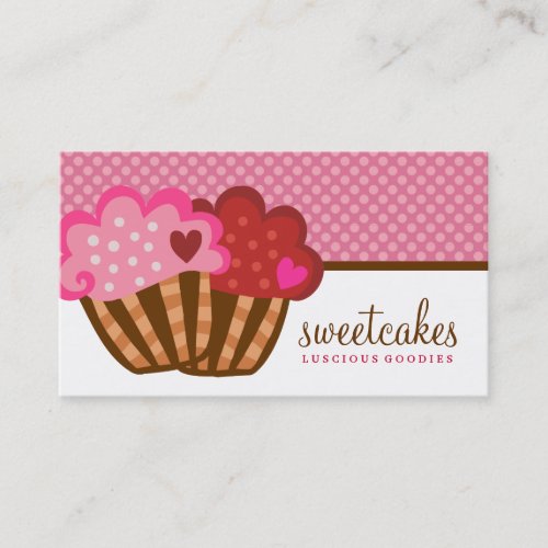311 Sweet Cakes Cupcake Two Hearts Business Card Template