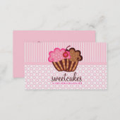 311 Sweet Cakes Cupcakes Dots n Stripes Light Pink Business Card (Front/Back)