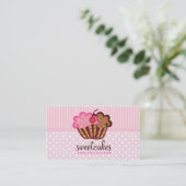 311 Sweet Cakes Cupcakes Dots n Stripes Light Pink Business Card (Standing Front)