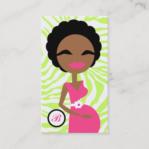 Customizable 311-Sweet Pregnant Mommy Zebra Lime - Ethnic Business Card Template