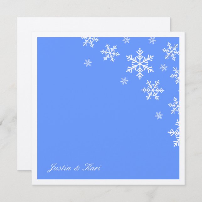 311-Sweet Snowflake Light Blue Metallic Invitation (Front/Back)